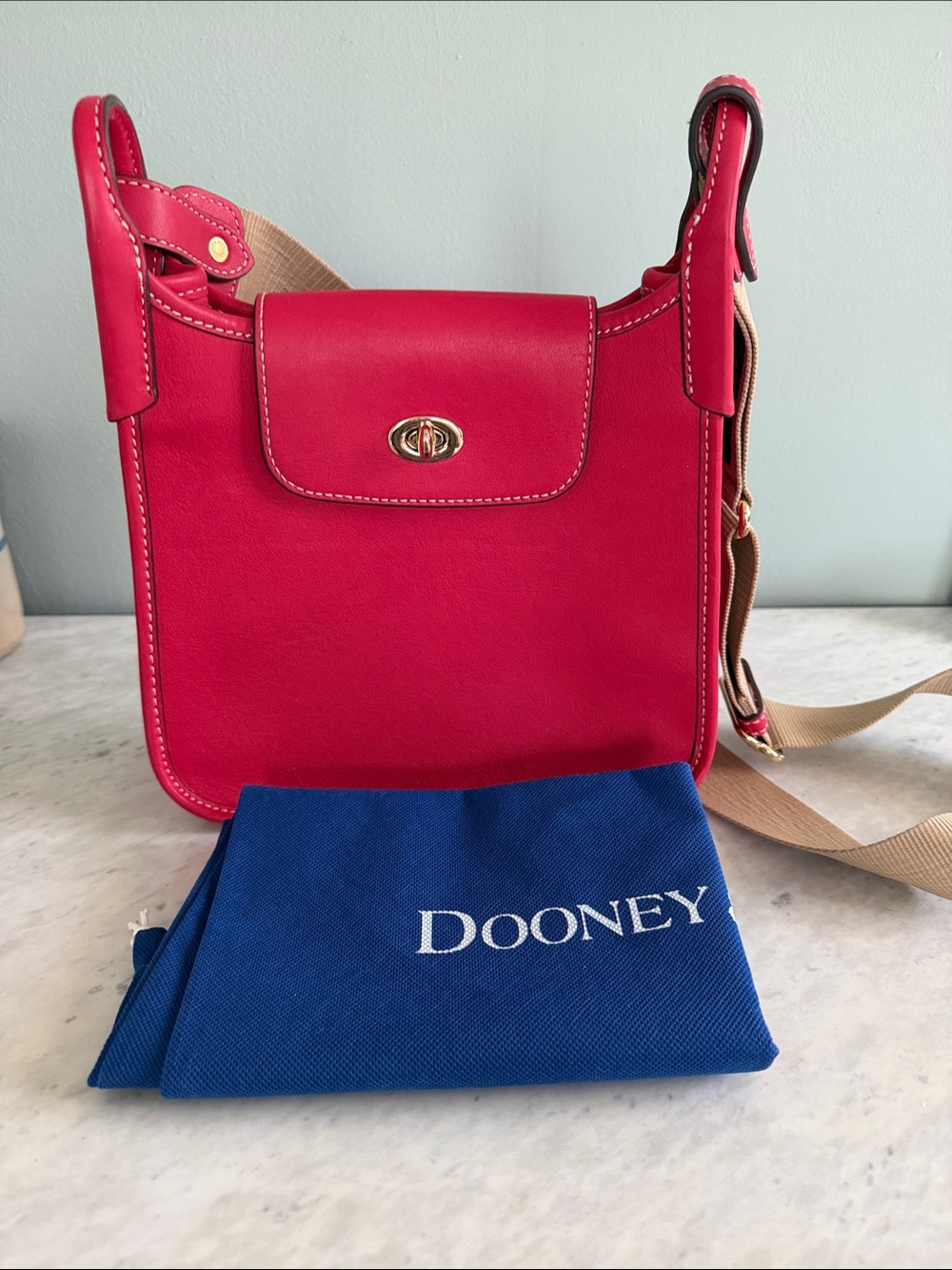 Dooney & Bourke Red Leather Turn-Lock Crossbody